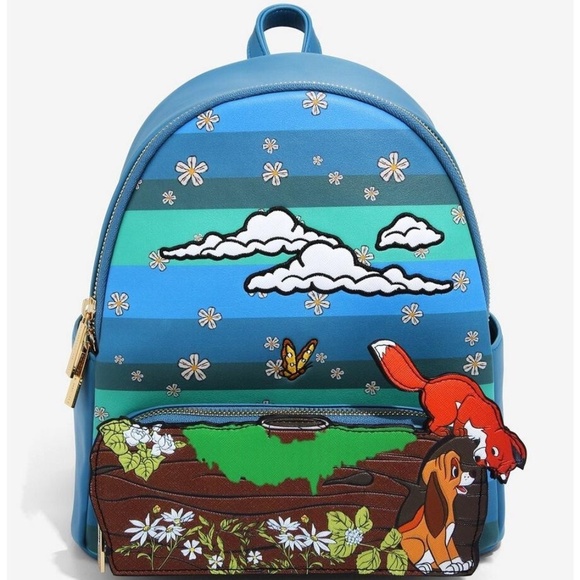 Danielle Nicole Disney The Fox and the Hound Log Mini Backpack Bag Purse NWT - Picture 1 of 5